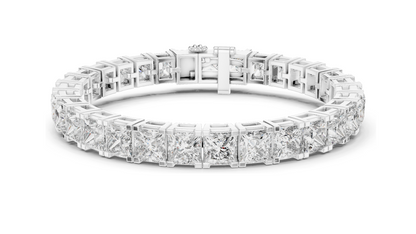 24.28 CT Princess-Cut Lab-Created Diamond Bracelet | VVS-VS EF CVD | 18KT, 14KT, 10KT Gold & 925 Silver | Moissanite Option | Rose, Yellow, White Gold