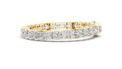 24.28 CT Princess-Cut Lab-Created Diamond Bracelet | VVS-VS EF CVD | 18KT, 14KT, 10KT Gold & 925 Silver | Moissanite Option | Rose, Yellow, White Gold