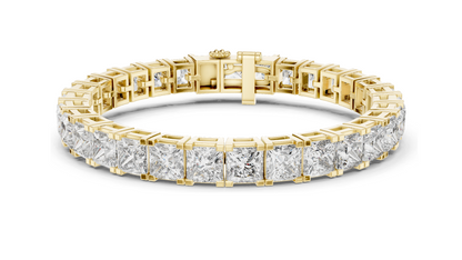 24.28 CT Princess-Cut Lab-Created Diamond Bracelet | VVS-VS EF CVD | 18KT, 14KT, 10KT Gold & 925 Silver | Moissanite Option | Rose, Yellow, White Gold