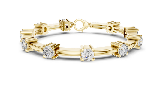 5.6 CT Lab Diamond Bracelet | VVS-VS-EF CVD Diamond | 18KT, 14KT, 10KT Gold & 925 Silver | Rose, Yellow, White Gold Options | Luxury Fine Jewelry