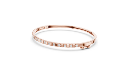 0.51 CT Lab Diamond Bangle Bracelet | Square Setting | 18KT, 14KT, 10KT Gold & 925 Silver | Rose, Yellow, White Gold Options | Luxury Fine Jewelry