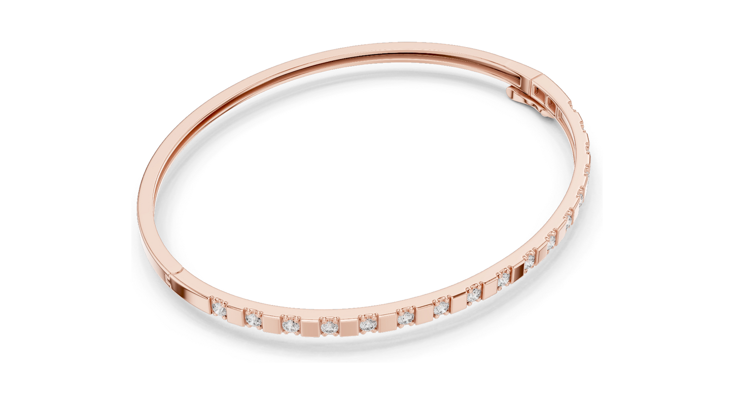 0.51 CT Lab Diamond Bangle Bracelet | Square Setting | 18KT, 14KT, 10KT Gold & 925 Silver | Rose, Yellow, White Gold Options | Luxury Fine Jewelry