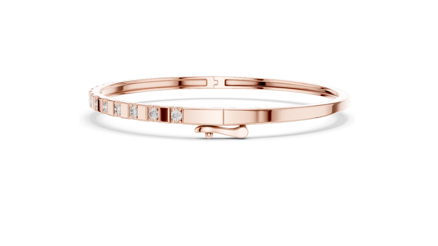 0.51 CT Lab Diamond Bangle Bracelet | Square Setting | 18KT, 14KT, 10KT Gold & 925 Silver | Rose, Yellow, White Gold Options | Luxury Fine Jewelry