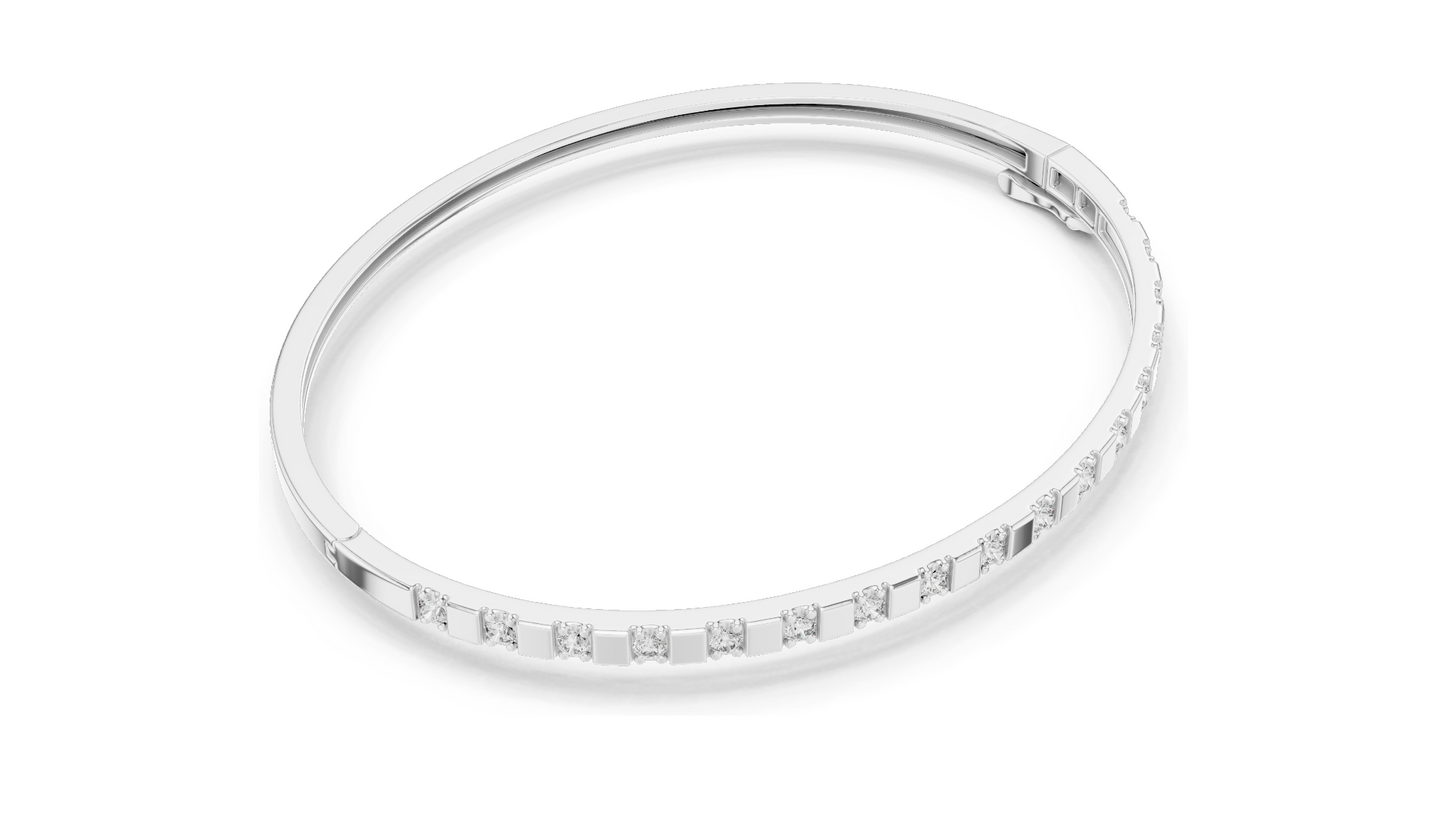0.51 CT Lab Diamond Bangle Bracelet | Square Setting | 18KT, 14KT, 10KT Gold & 925 Silver | Rose, Yellow, White Gold Options | Luxury Fine Jewelry