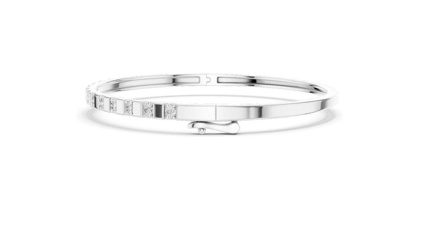 0.51 CT Lab Diamond Bangle Bracelet | Square Setting | 18KT, 14KT, 10KT Gold & 925 Silver | Rose, Yellow, White Gold Options | Luxury Fine Jewelry