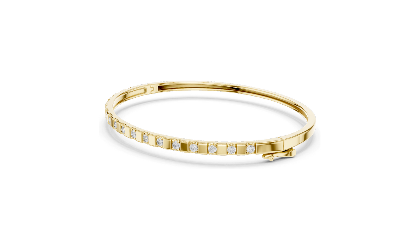 0.51 CT Lab Diamond Bangle Bracelet | Square Setting | 18KT, 14KT, 10KT Gold & 925 Silver | Rose, Yellow, White Gold Options | Luxury Fine Jewelry