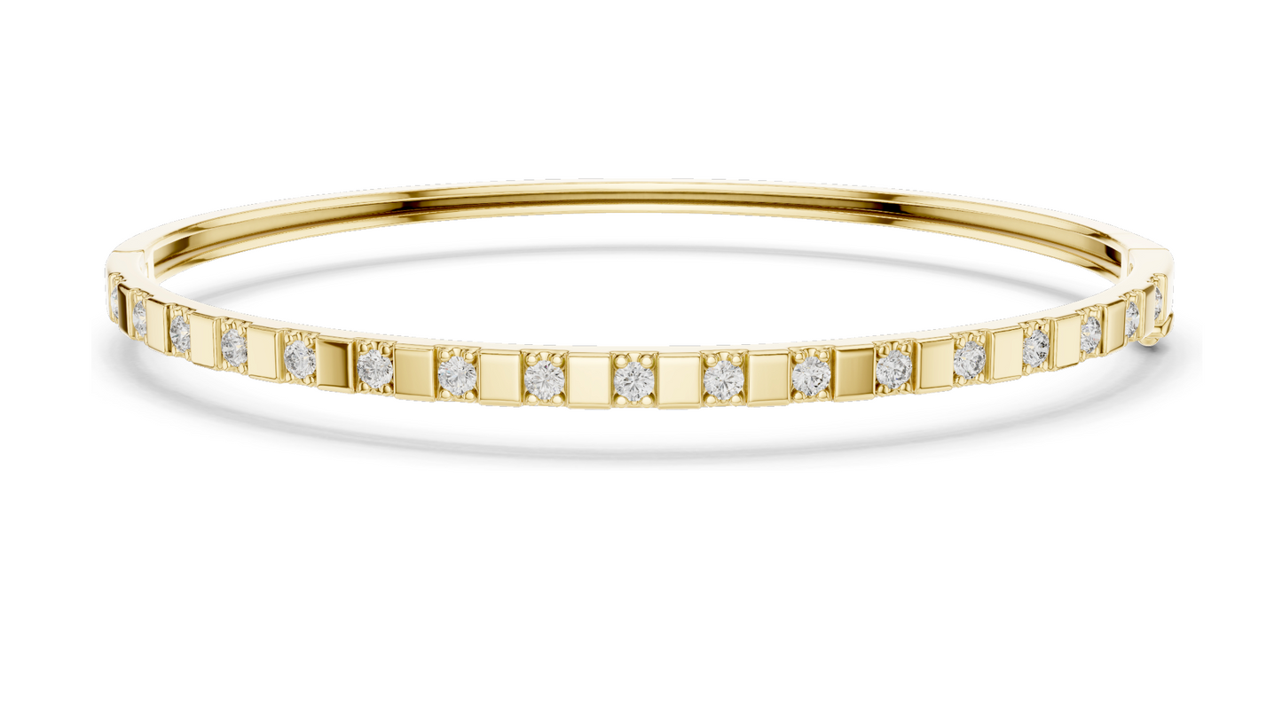 0.51 CT Lab Diamond Bangle Bracelet | Square Setting | 18KT, 14KT, 10KT Gold & 925 Silver | Rose, Yellow, White Gold Options | Luxury Fine Jewelry