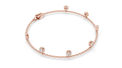 0.77 CT Lab Diamond Dainty Floral Cut Bracelet | CVD VVS–VS EF Diamonds | 18KT, 14KT, 10KT Gold & 925 Silver with Moissanite | Rose, Yellow, White Gold Options | Elegant Fine Jewelry