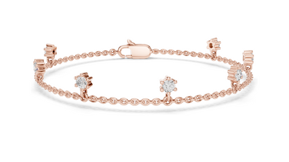 0.77 CT Lab Diamond Dainty Floral Cut Bracelet | CVD VVS–VS EF Diamonds | 18KT, 14KT, 10KT Gold & 925 Silver with Moissanite | Rose, Yellow, White Gold Options | Elegant Fine Jewelry