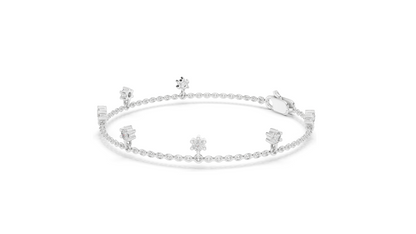0.77 CT Lab Diamond Dainty Floral Cut Bracelet | CVD VVS–VS EF Diamonds | 18KT, 14KT, 10KT Gold & 925 Silver with Moissanite | Rose, Yellow, White Gold Options | Elegant Fine Jewelry