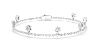0.77 CT Lab Diamond Dainty Floral Cut Bracelet | CVD VVS–VS EF Diamonds | 18KT, 14KT, 10KT Gold & 925 Silver with Moissanite | Rose, Yellow, White Gold Options | Elegant Fine Jewelry