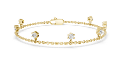 0.77 CT Lab Diamond Dainty Floral Cut Bracelet | CVD VVS–VS EF Diamonds | 18KT, 14KT, 10KT Gold & 925 Silver with Moissanite | Rose, Yellow, White Gold Options | Elegant Fine Jewelry