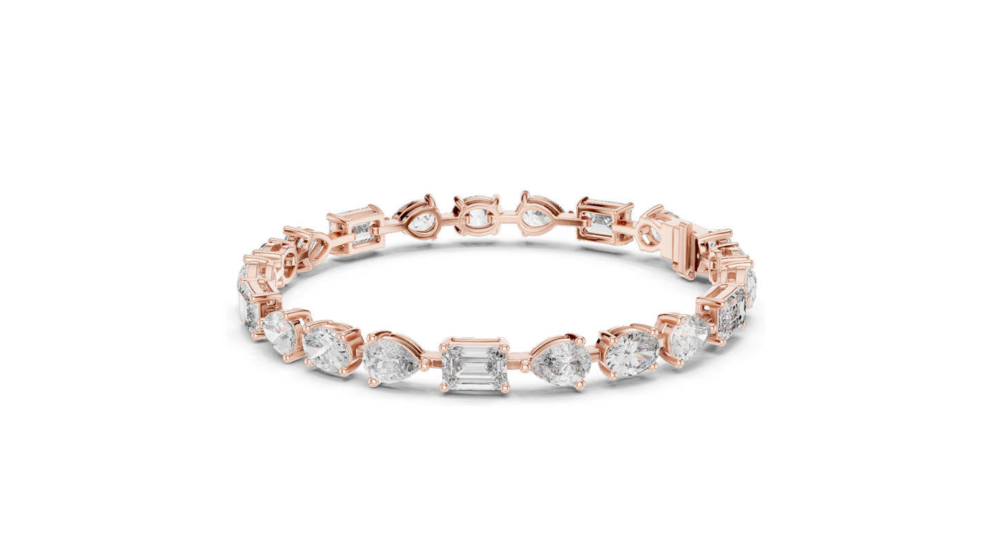 15.48 CT Lab VVS-VS EF Diamond Tennis Bracelet | Oval, Pear, Emerald Cut | 10KT, 14KT, 18KT Gold & 925 Silver | Moissanite, Rose, Yellow, White Gold Options