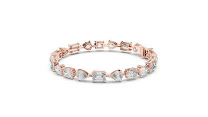 15.48 CT Lab VVS-VS EF Diamond Tennis Bracelet | Oval, Pear, Emerald Cut | 10KT, 14KT, 18KT Gold & 925 Silver | Moissanite, Rose, Yellow, White Gold Options