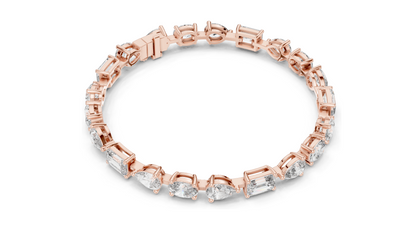 15.48 CT Lab VVS-VS EF Diamond Tennis Bracelet | Oval, Pear, Emerald Cut | 10KT, 14KT, 18KT Gold & 925 Silver | Moissanite, Rose, Yellow, White Gold Options