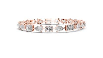 15.48 CT Lab VVS-VS EF Diamond Tennis Bracelet | Oval, Pear, Emerald Cut | 10KT, 14KT, 18KT Gold & 925 Silver | Moissanite, Rose, Yellow, White Gold Options