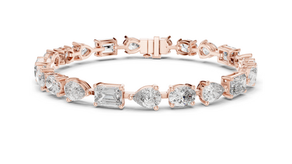 15.48 CT Lab VVS-VS EF Diamond Tennis Bracelet | Oval, Pear, Emerald Cut | 10KT, 14KT, 18KT Gold & 925 Silver | Moissanite, Rose, Yellow, White Gold Options