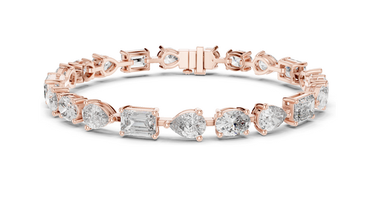 15.48 CT Lab VVS-VS EF Diamond Tennis Bracelet | Oval, Pear, Emerald Cut | 10KT, 14KT, 18KT Gold & 925 Silver | Moissanite, Rose, Yellow, White Gold Options