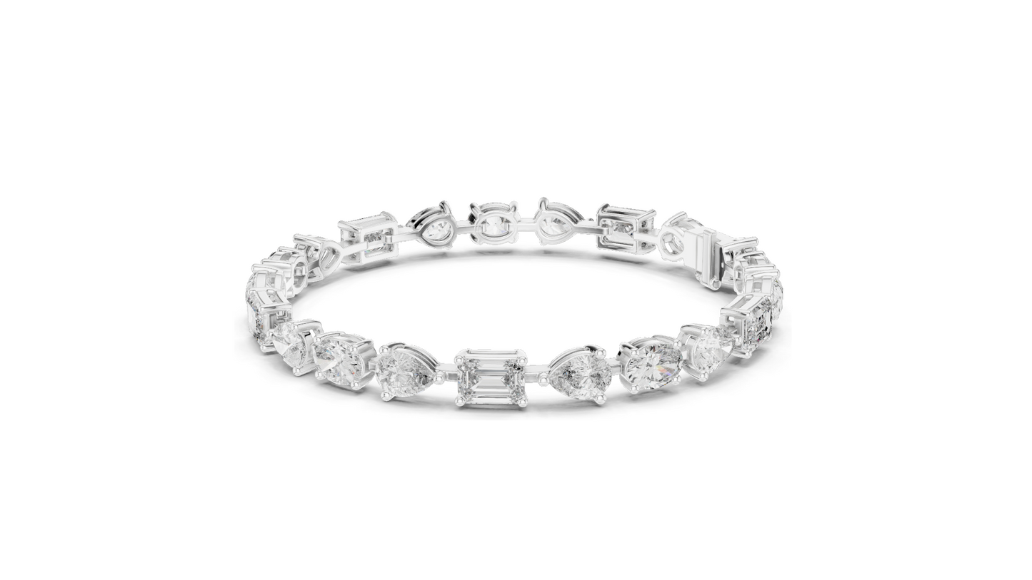 15.48 CT Lab VVS-VS EF Diamond Tennis Bracelet | Oval, Pear, Emerald Cut | 10KT, 14KT, 18KT Gold & 925 Silver | Moissanite, Rose, Yellow, White Gold Options