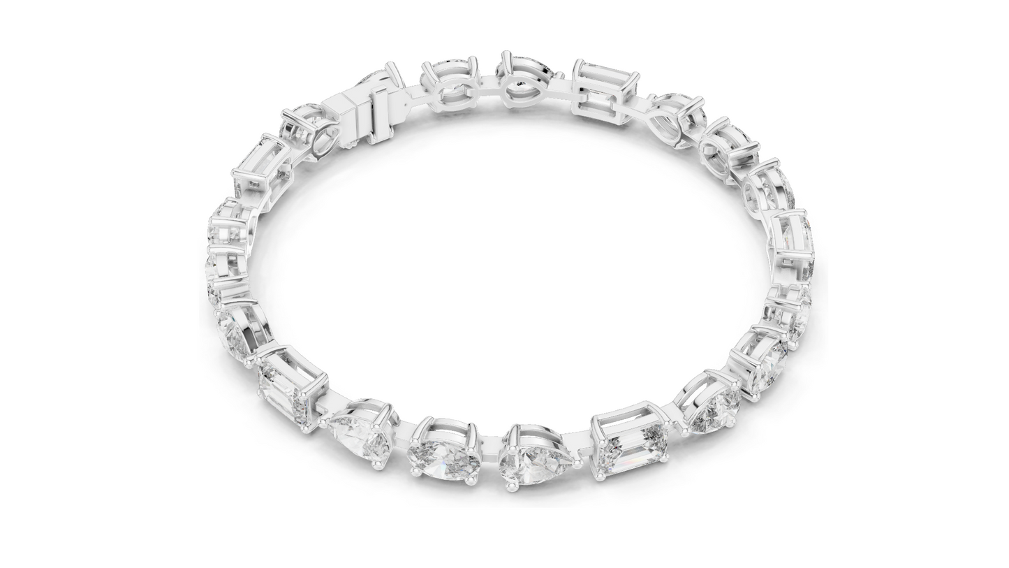 15.48 CT Lab VVS-VS EF Diamond Tennis Bracelet | Oval, Pear, Emerald Cut | 10KT, 14KT, 18KT Gold & 925 Silver | Moissanite, Rose, Yellow, White Gold Options