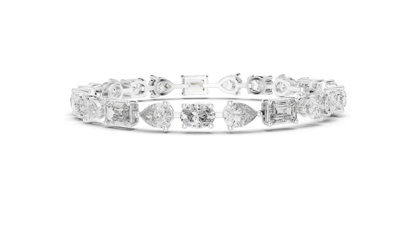 15.48 CT Lab VVS-VS EF Diamond Tennis Bracelet | Oval, Pear, Emerald Cut | 10KT, 14KT, 18KT Gold & 925 Silver | Moissanite, Rose, Yellow, White Gold Options