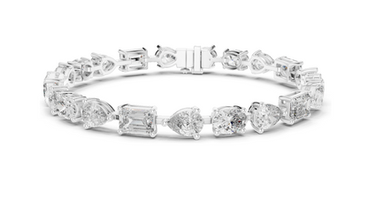 15.48 CT Lab VVS-VS EF Diamond Tennis Bracelet | Oval, Pear, Emerald Cut | 10KT, 14KT, 18KT Gold & 925 Silver | Moissanite, Rose, Yellow, White Gold Options