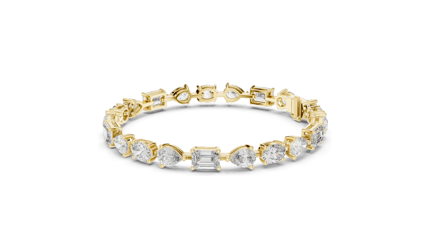 15.48 CT Lab VVS-VS EF Diamond Tennis Bracelet | Oval, Pear, Emerald Cut | 10KT, 14KT, 18KT Gold & 925 Silver | Moissanite, Rose, Yellow, White Gold Options