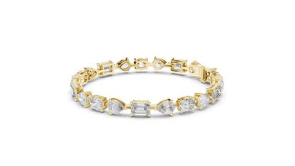 15.48 CT Lab VVS-VS EF Diamond Tennis Bracelet | Oval, Pear, Emerald Cut | 10KT, 14KT, 18KT Gold & 925 Silver | Moissanite, Rose, Yellow, White Gold Options