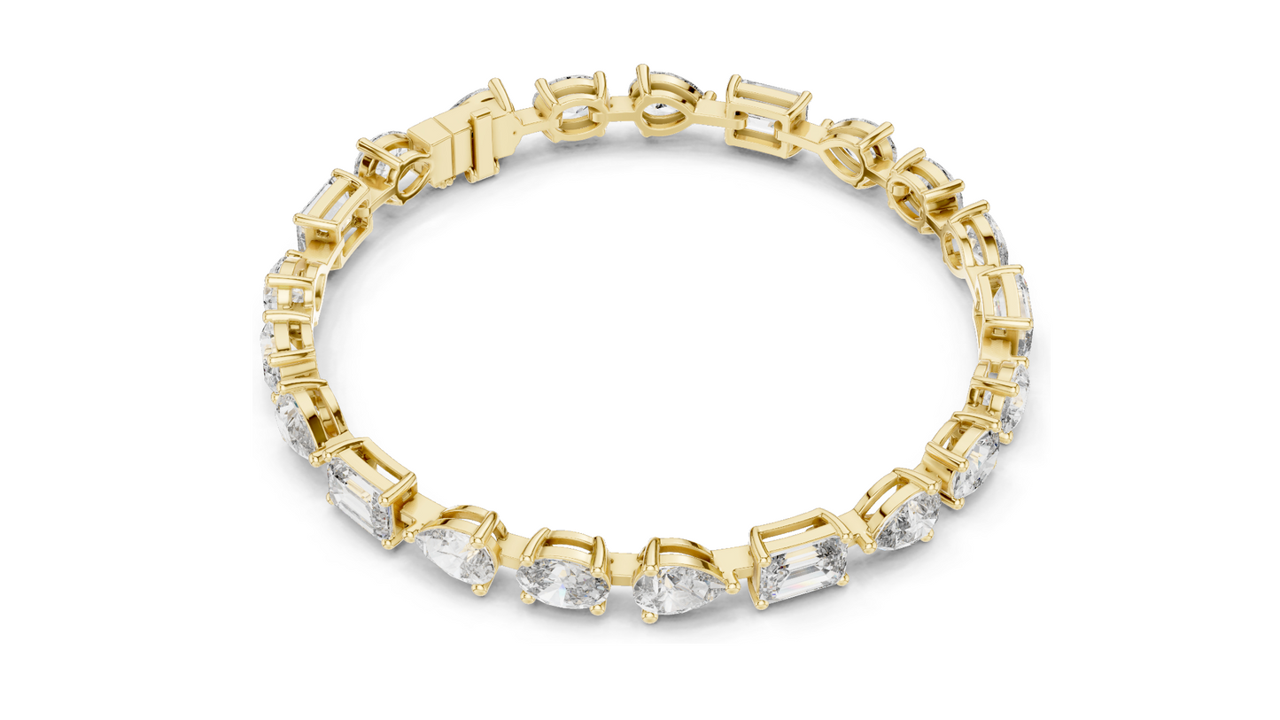 15.48 CT Lab VVS-VS EF Diamond Tennis Bracelet | Oval, Pear, Emerald Cut | 10KT, 14KT, 18KT Gold & 925 Silver | Moissanite, Rose, Yellow, White Gold Options
