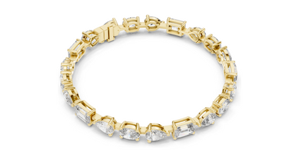 15.48 CT Lab VVS-VS EF Diamond Tennis Bracelet | Oval, Pear, Emerald Cut | 10KT, 14KT, 18KT Gold & 925 Silver | Moissanite, Rose, Yellow, White Gold Options