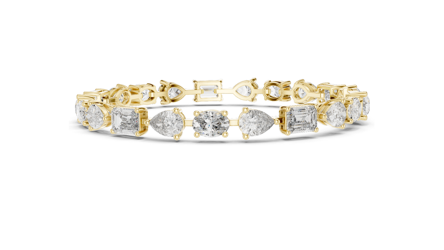 15.48 CT Lab VVS-VS EF Diamond Tennis Bracelet | Oval, Pear, Emerald Cut | 10KT, 14KT, 18KT Gold & 925 Silver | Moissanite, Rose, Yellow, White Gold Options
