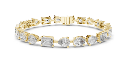 15.48 CT Lab VVS-VS EF Diamond Tennis Bracelet | Oval, Pear, Emerald Cut | 10KT, 14KT, 18KT Gold & 925 Silver | Moissanite, Rose, Yellow, White Gold Options