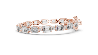 11.34 CT Lab Diamond Tennis Bracelet | Emerald & Round Brilliant Cut | 18KT, 14KT, 10KT Gold & 925 Silver | Rose, Yellow, White Gold Options | Luxury Fine Jewelry