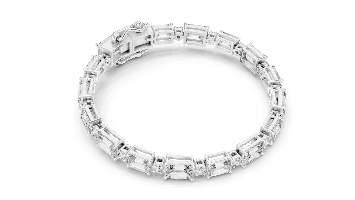 11.34 CT Lab Diamond Tennis Bracelet | Emerald & Round Brilliant Cut | 18KT, 14KT, 10KT Gold & 925 Silver | Rose, Yellow, White Gold Options | Luxury Fine Jewelry