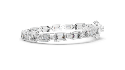 11.34 CT Lab Diamond Tennis Bracelet | Emerald & Round Brilliant Cut | 18KT, 14KT, 10KT Gold & 925 Silver | Rose, Yellow, White Gold Options | Luxury Fine Jewelry