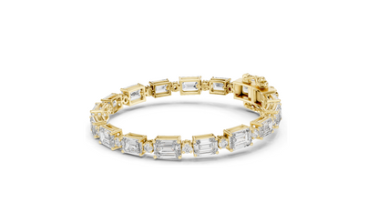 11.34 CT Lab Diamond Tennis Bracelet | Emerald & Round Brilliant Cut | 18KT, 14KT, 10KT Gold & 925 Silver | Rose, Yellow, White Gold Options | Luxury Fine Jewelry