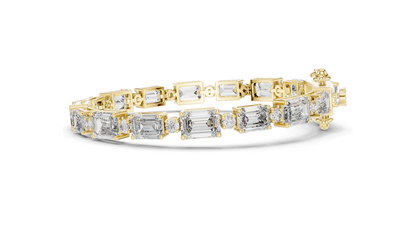 11.34 CT Lab Diamond Tennis Bracelet | Emerald & Round Brilliant Cut | 18KT, 14KT, 10KT Gold & 925 Silver | Rose, Yellow, White Gold Options | Luxury Fine Jewelry