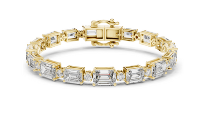 11.34 CT Lab Diamond Tennis Bracelet | Emerald & Round Brilliant Cut | 18KT, 14KT, 10KT Gold & 925 Silver | Rose, Yellow, White Gold Options | Luxury Fine Jewelry