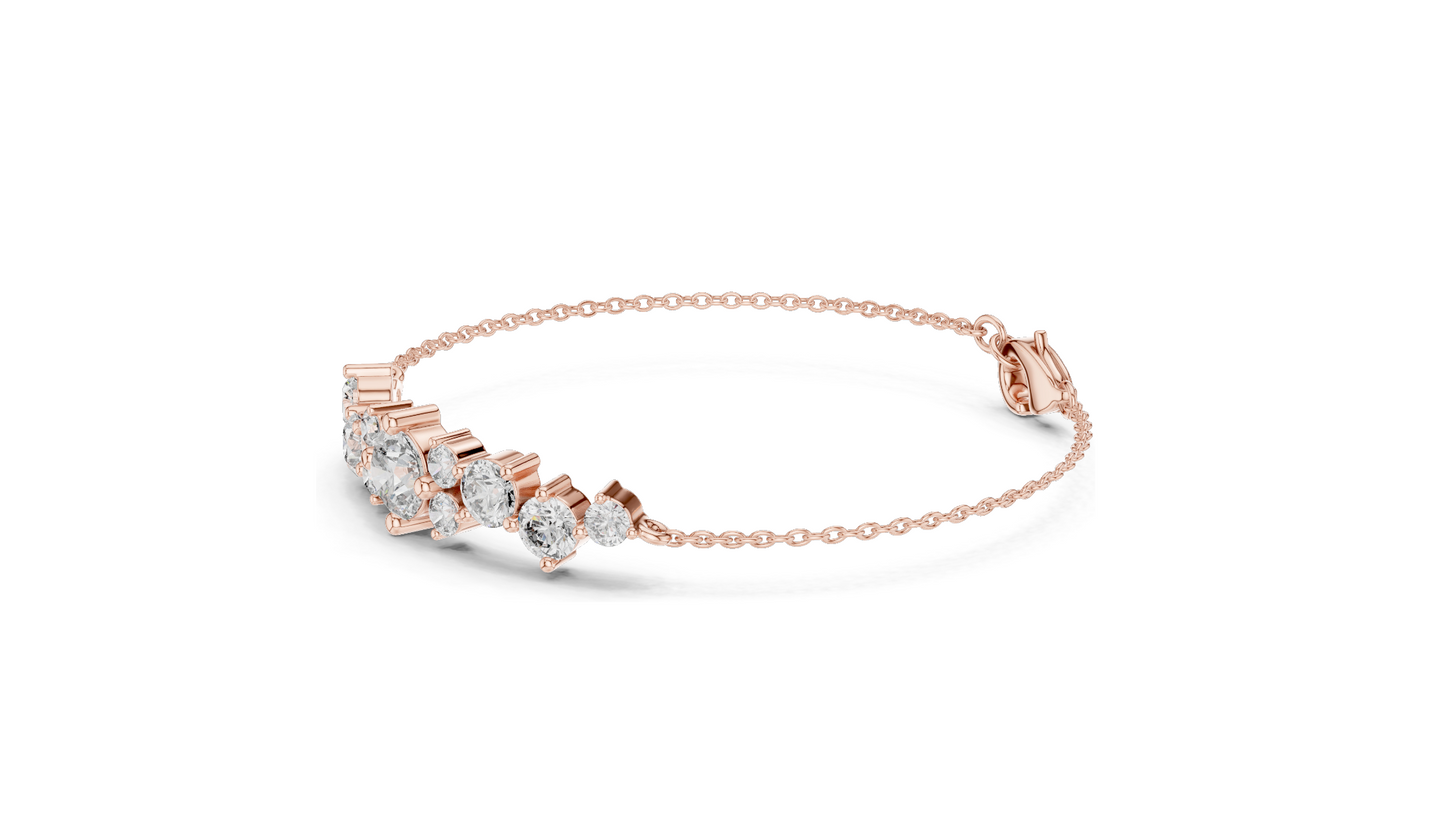 3.03 CT Lab Diamond Bracelet | Round Brilliant Cut | 18KT, 14KT, 10KT Gold & 925 Silver | Rose, Yellow, White Gold Options | Luxury Fine Jewelry