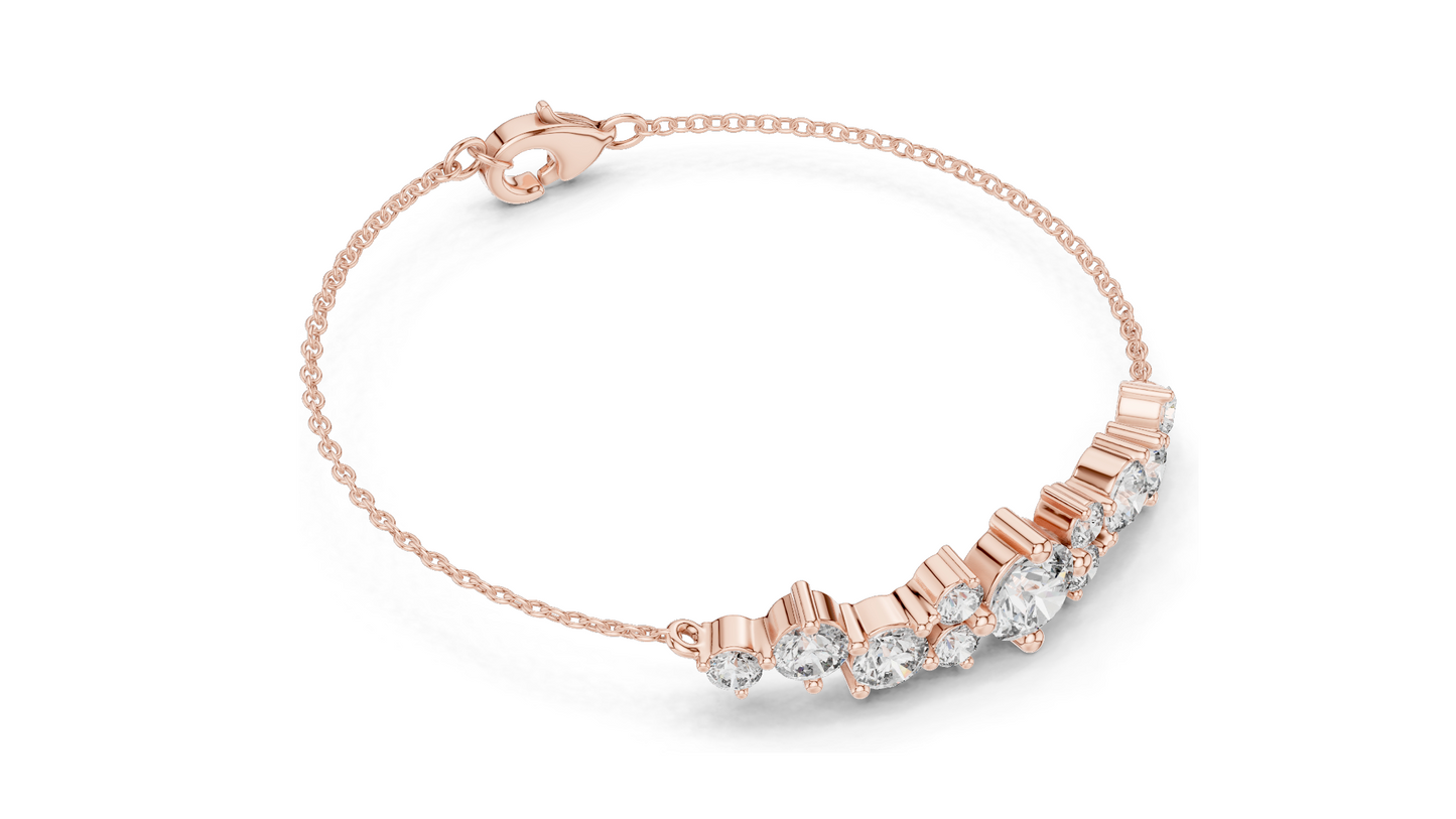 3.03 CT Lab Diamond Bracelet | Round Brilliant Cut | 18KT, 14KT, 10KT Gold & 925 Silver | Rose, Yellow, White Gold Options | Luxury Fine Jewelry