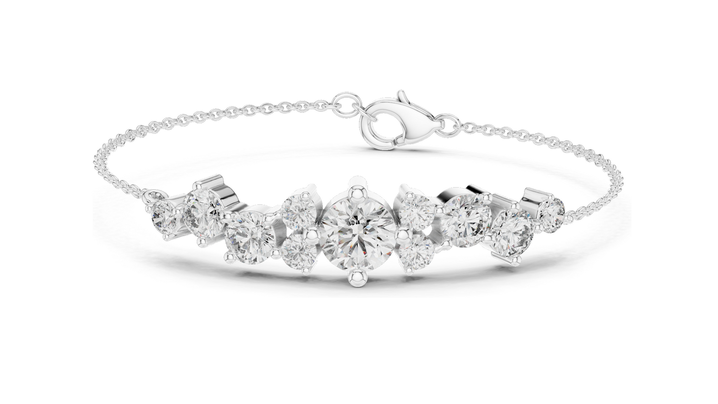 3.03 CT Lab Diamond Bracelet | Round Brilliant Cut | 18KT, 14KT, 10KT Gold & 925 Silver | Rose, Yellow, White Gold Options | Luxury Fine Jewelry