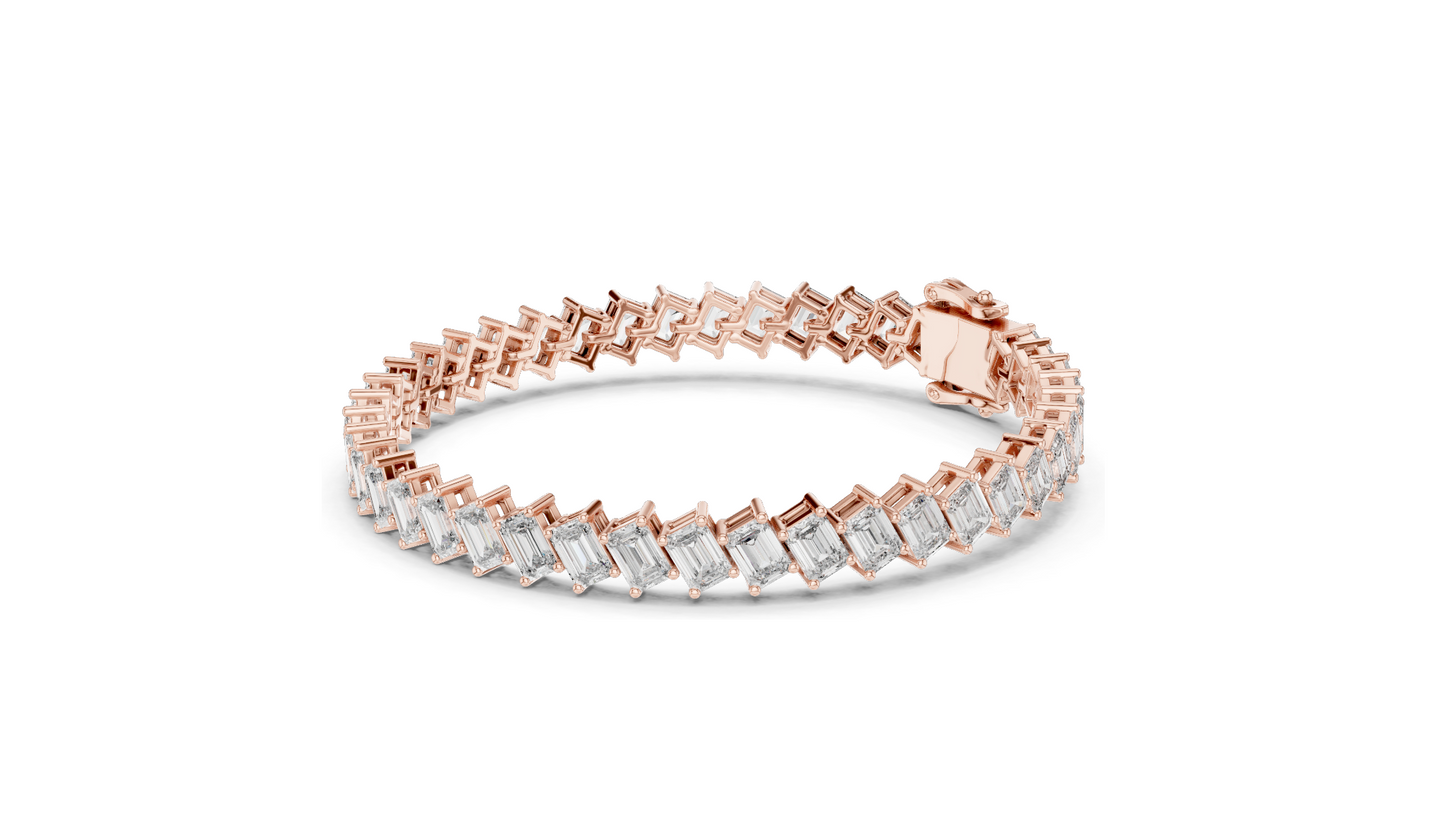 7.52 CT Lab Grown Diamond Tennis Bracelet | Emerald Cut | 18KT, 14KT, 10KT Gold & 925 Silver | Rose, Yellow, White Gold Options | Luxury Fine Jewelry