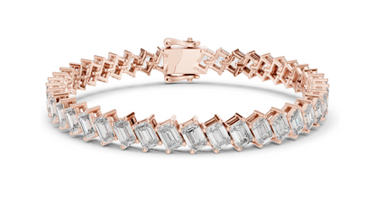 7.52 CT Lab Grown Diamond Tennis Bracelet | Emerald Cut | 18KT, 14KT, 10KT Gold & 925 Silver | Rose, Yellow, White Gold Options | Luxury Fine Jewelry