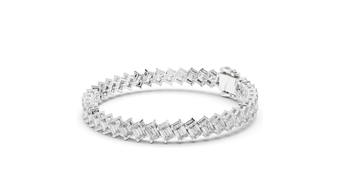 7.52 CT Lab Grown Diamond Tennis Bracelet | Emerald Cut | 18KT, 14KT, 10KT Gold & 925 Silver | Rose, Yellow, White Gold Options | Luxury Fine Jewelry