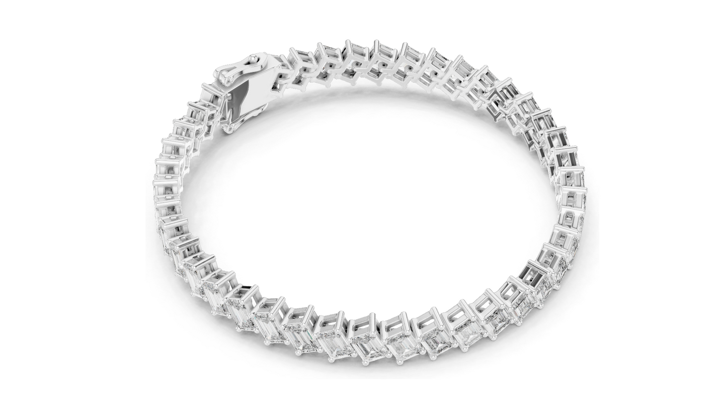 7.52 CT Lab Grown Diamond Tennis Bracelet | Emerald Cut | 18KT, 14KT, 10KT Gold & 925 Silver | Rose, Yellow, White Gold Options | Luxury Fine Jewelry
