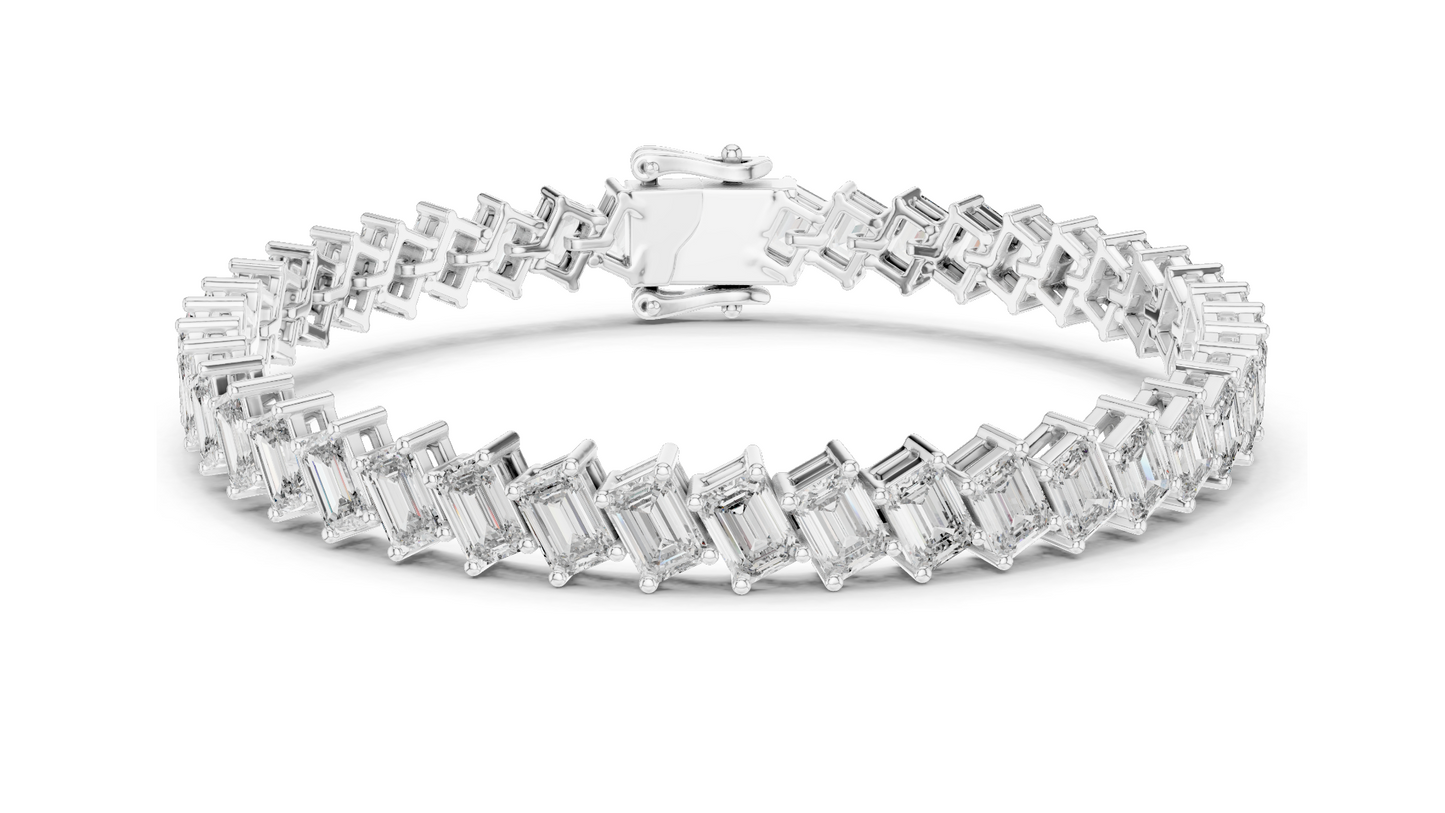 7.52 CT Lab Grown Diamond Tennis Bracelet | Emerald Cut | 18KT, 14KT, 10KT Gold & 925 Silver | Rose, Yellow, White Gold Options | Luxury Fine Jewelry