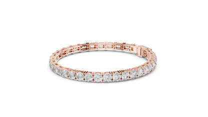 12.6 CT Lab Diamond Tennis Bracelet | Emerald & Round Brilliant Cut | VVS–VS EF CVD | 10KT, 14KT, 18KT Gold & 925 Silver | Rose, Yellow, White Gold Options | Luxury Fine Jewelry