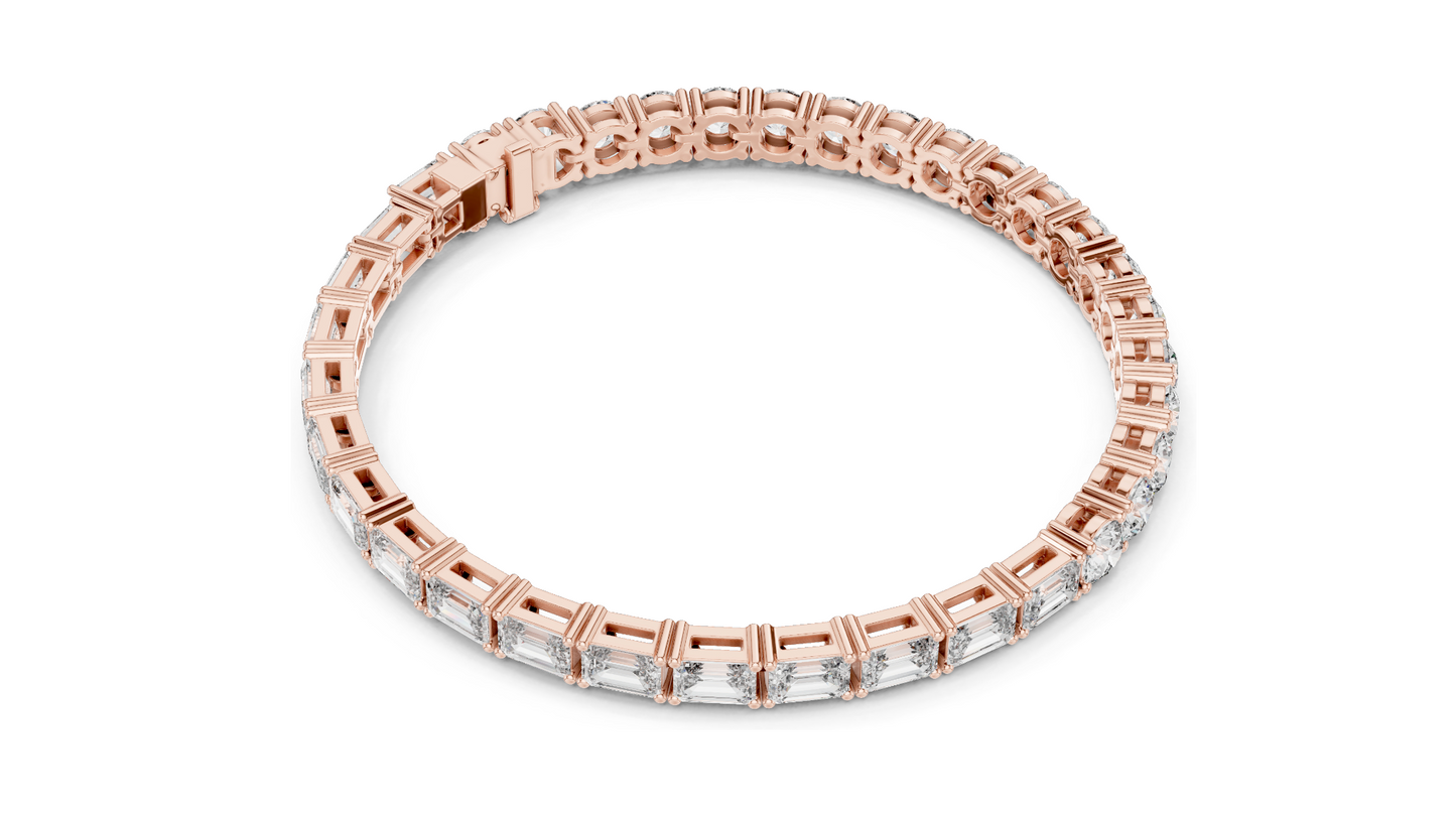 12.6 CT Lab Diamond Tennis Bracelet | Emerald & Round Brilliant Cut | VVS–VS EF CVD | 10KT, 14KT, 18KT Gold & 925 Silver | Rose, Yellow, White Gold Options | Luxury Fine Jewelry
