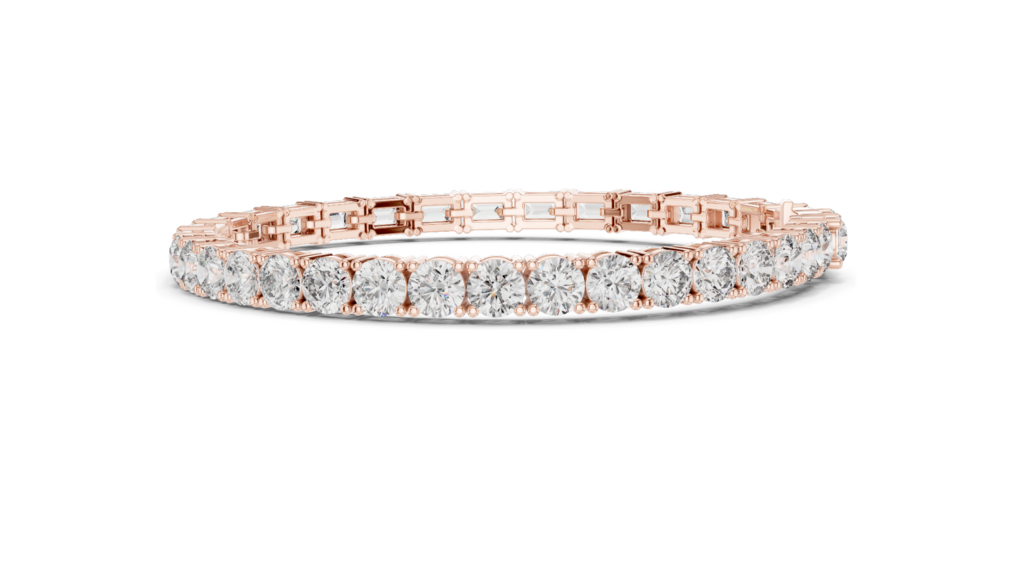 12.6 CT Lab Diamond Tennis Bracelet | Emerald & Round Brilliant Cut | VVS–VS EF CVD | 10KT, 14KT, 18KT Gold & 925 Silver | Rose, Yellow, White Gold Options | Luxury Fine Jewelry