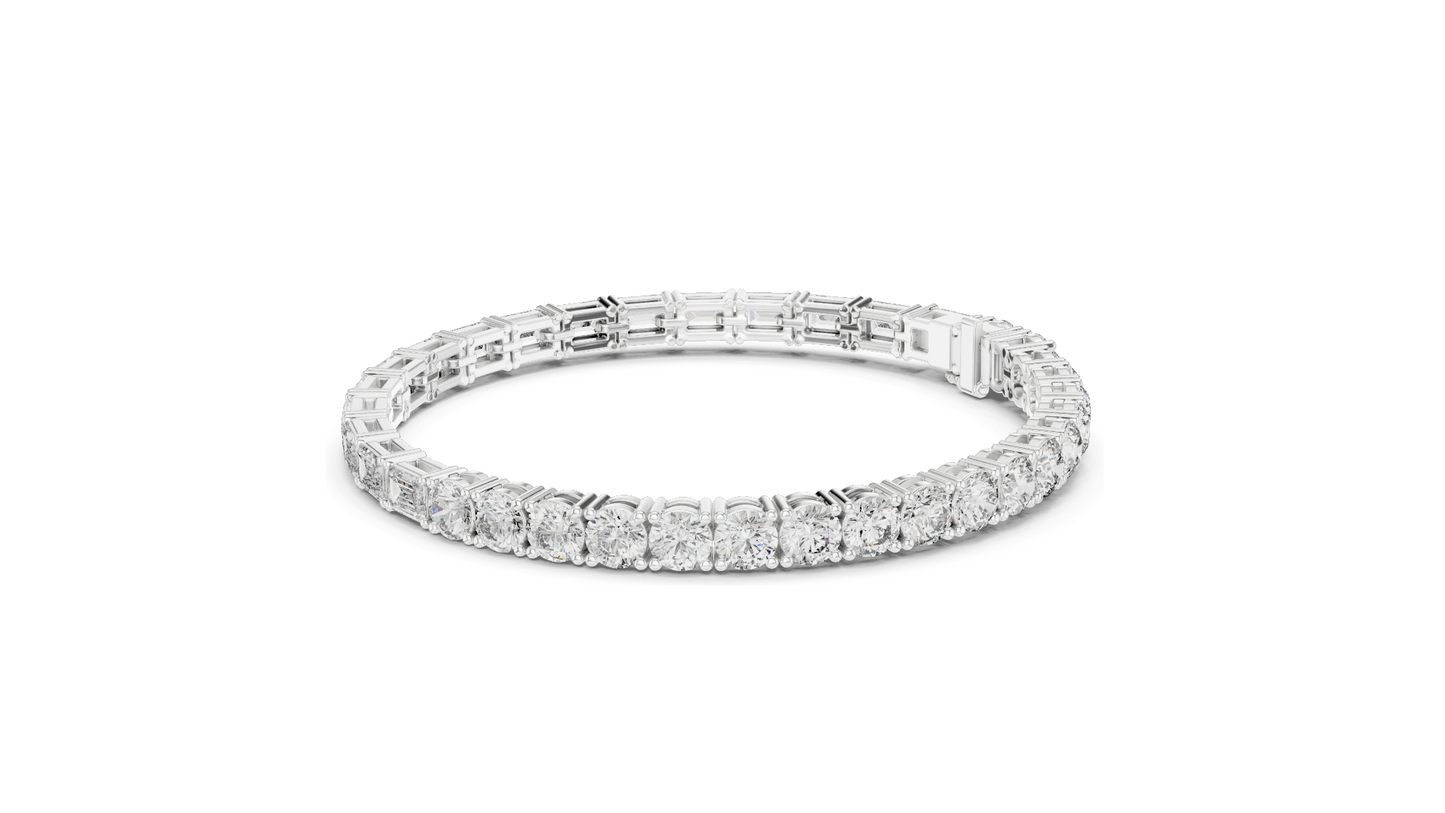 12.6 CT Lab Diamond Tennis Bracelet | Emerald & Round Brilliant Cut | VVS–VS EF CVD | 10KT, 14KT, 18KT Gold & 925 Silver | Rose, Yellow, White Gold Options | Luxury Fine Jewelry